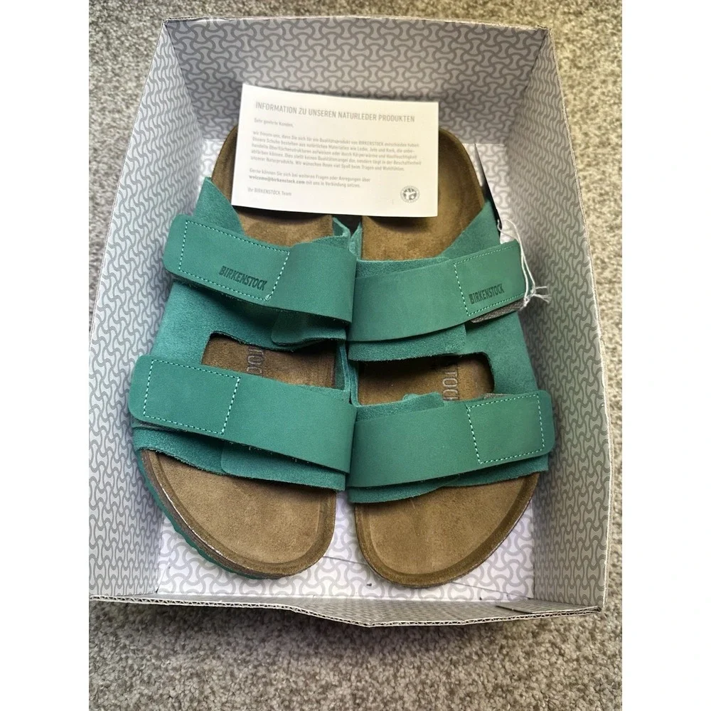 Birkenstock Uji Nubuck Suede Sandals Women 11 Men 9 EU 42 Green Leather NWOB